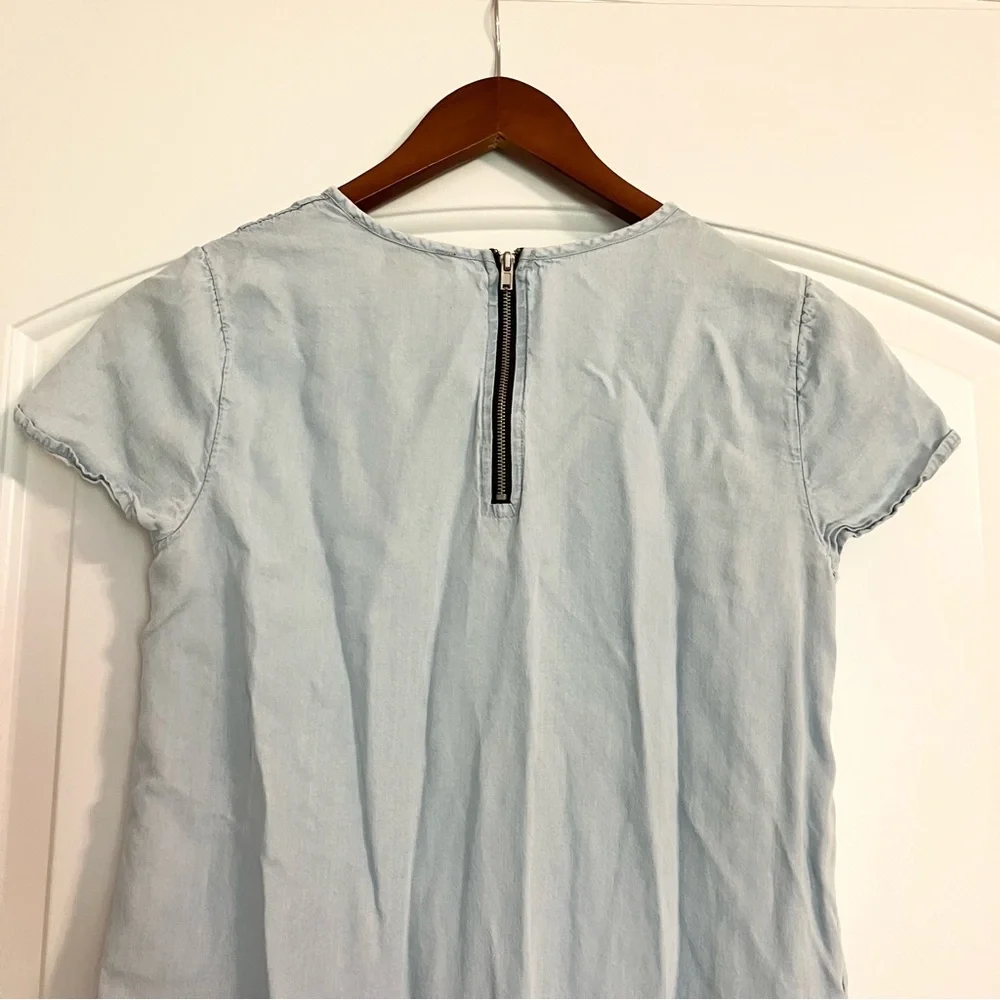 Forever 21 Chambray Shift Dress Light-Wash Denim Mini Shirt Dress‎ Women’s Sz S - Picture 6 of 9